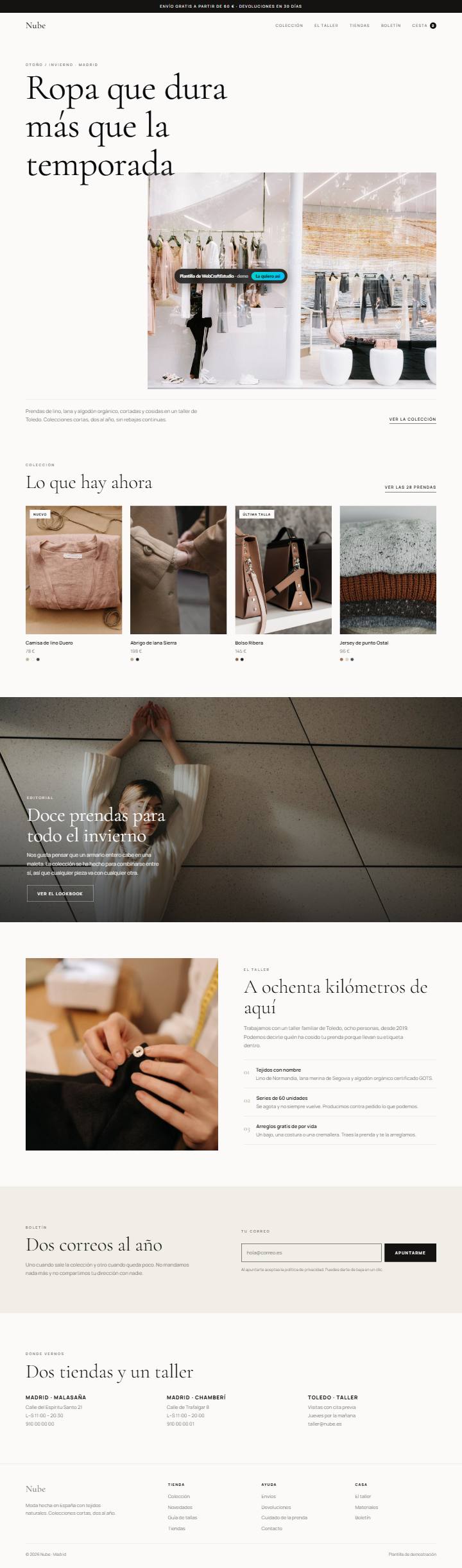 Captura de la plantilla Nube para tienda online de ropa