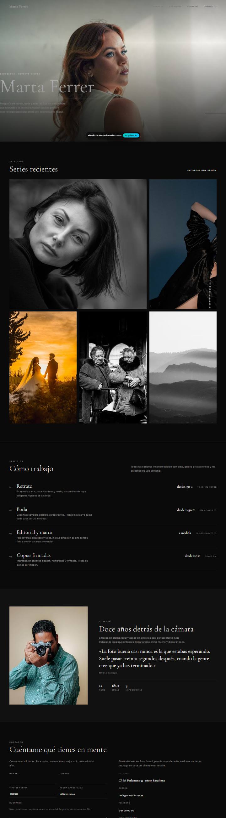 Captura de la plantilla Marta Ferrer para web para fotógrafos